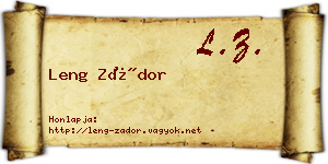 Leng Zádor névjegykártya